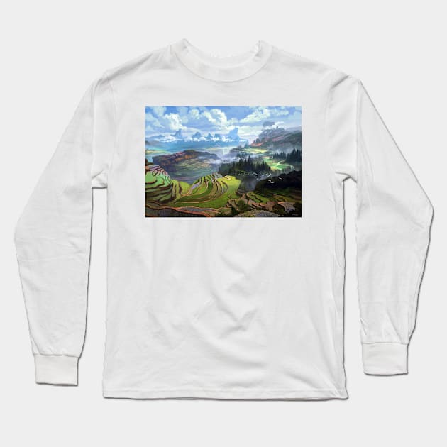 Rice Terreces Long Sleeve T-Shirt by Digitalhadz